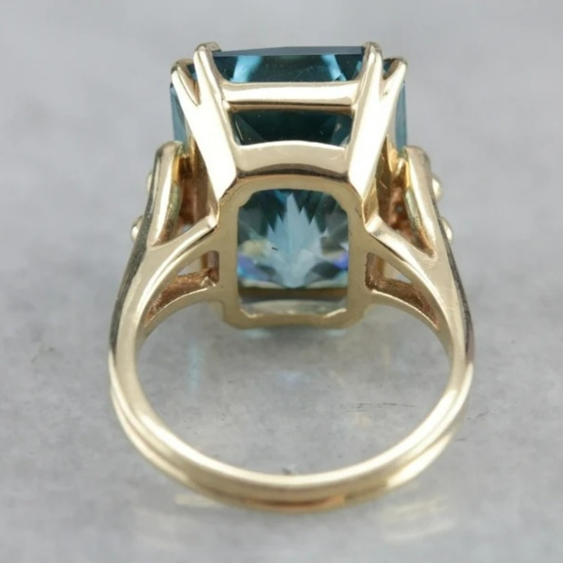 Vintage Boho Zirconia Statement Ring Golden Tone Metal